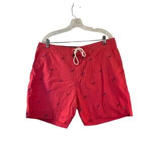 TOMMY HILFIGER Men’s Pink Fishbone Swim Trunks / Size: XL